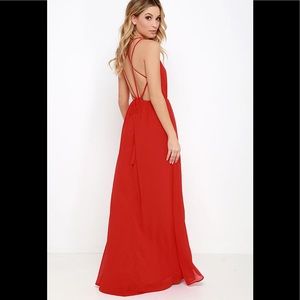 LuLu’s COMET'S TALE RED MAXI DRESS xs